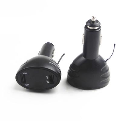 Termómetro Voltímetro Digital LED para Coche Cargador Dual USB para Coche Medidor de Temperatura Monitor de Batería