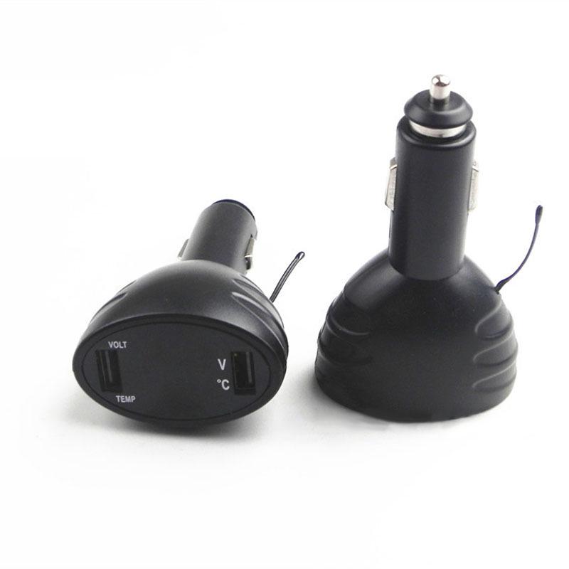 Termometru digital LED pentru mașină, voltmetru, încărcător dublu USB, monitor de baterie, indicator de temperatură