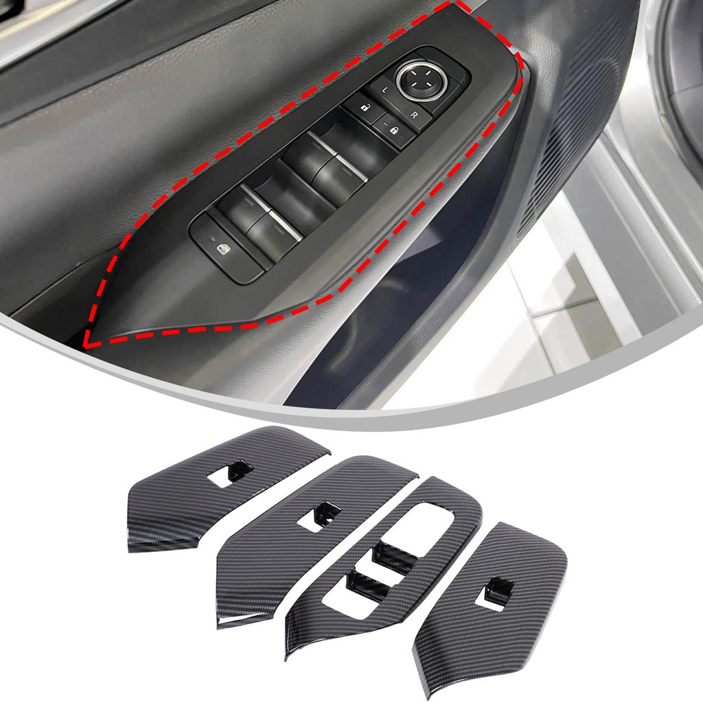 ABS Carbon fiber pattern kit Car central control gear panel, glass lifting frame cover Suitable for Toyota Prius 60 Series +