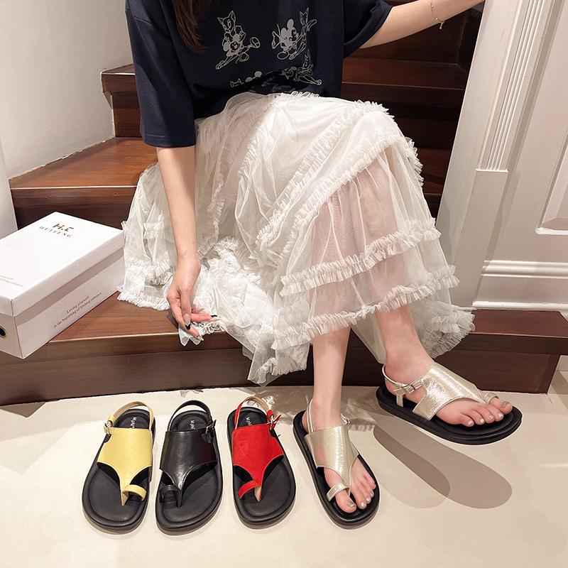 Mode Damen Wildleder Überziehen Füße Schlupf Riemen Weiche Sohle Rutschfest Abriebfest Ballerinas Sommer Mode Sandalen