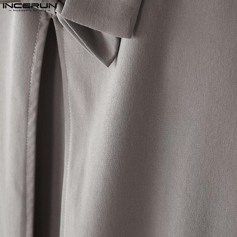 INCERUN Men High Waist Side Zip-Up Bow Kont Long Party Splits Kilt Skirts