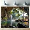 2D Natural Arch Waterfall Tapestry Forest Lake Backdrop Cloth for Living Room