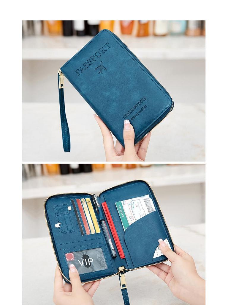 Cross-border RFID Passport Holder & Travel Document Bag with Zipper
