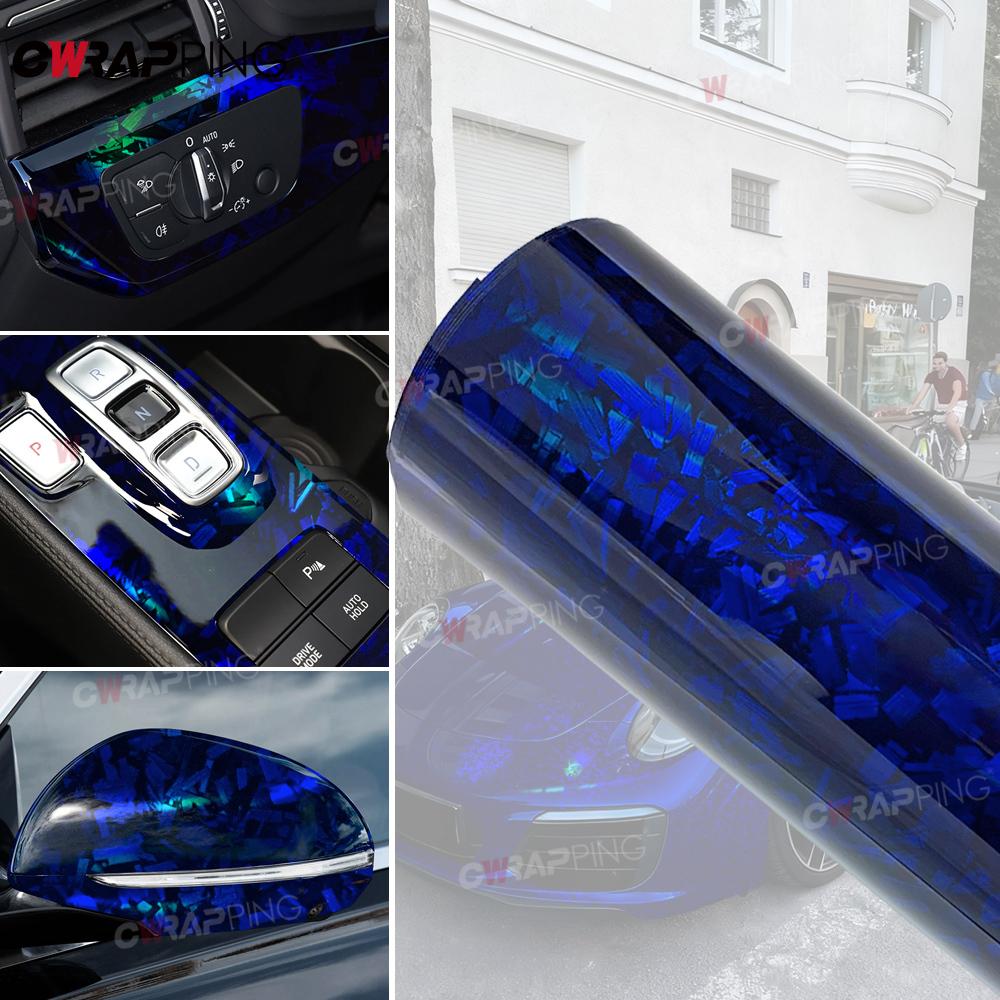 Carbon Fiber Carbon Film for Car Cover Air Release Motorcycle Stickers Laser Blue Wrapping Foil Car Vinyl Wrap Body Covering