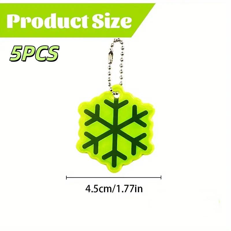 

5/10Pcs Snowflakes Christmas Trees Safety Reflective Pendant Colorful Night Double-Sided Backpack Reflective Keyring Buckle as the picture