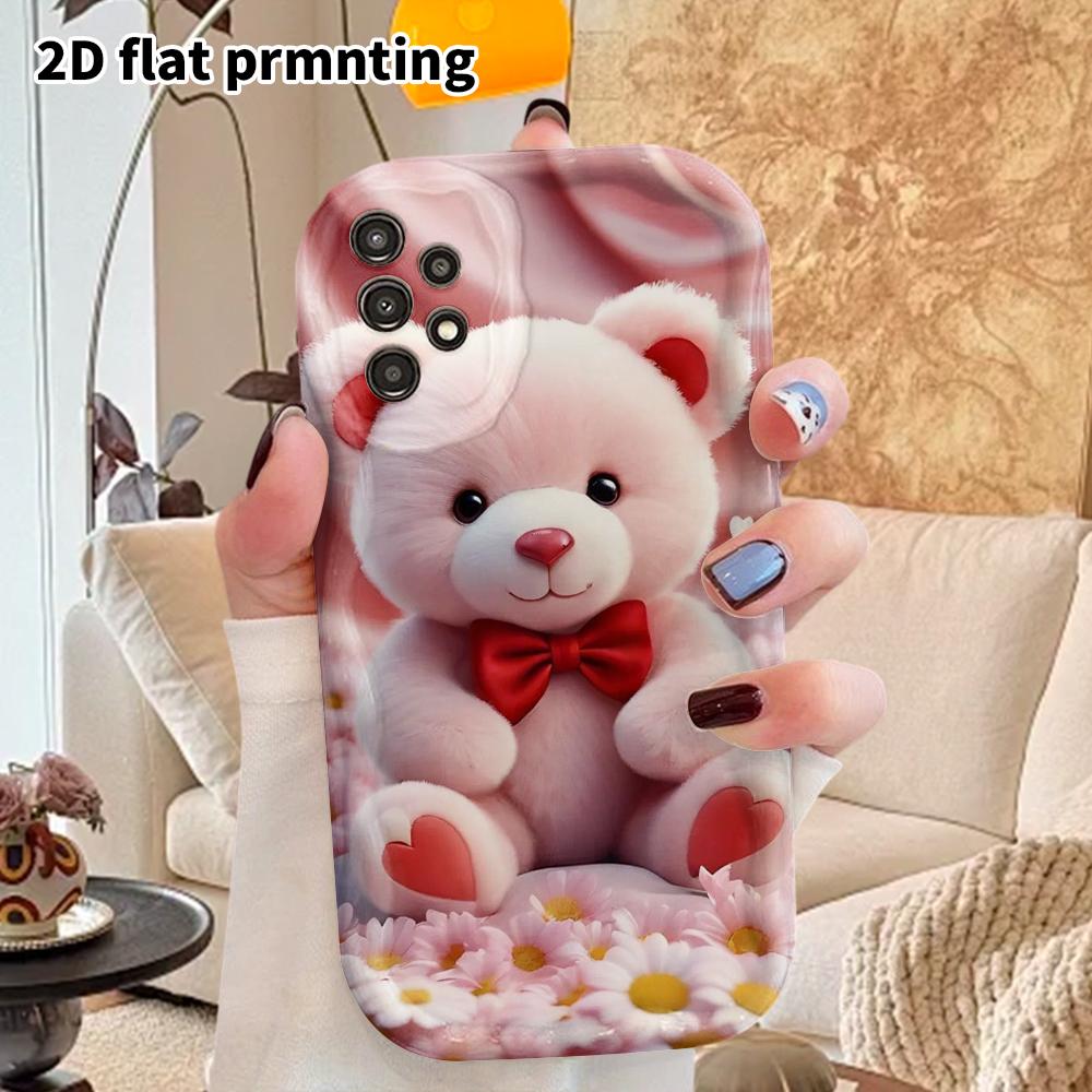 Phone Case: 2D Flat Samsung Galaxy A34 A35 M05 M06 S20 S22 S21 FE Plus 5G Protective Case, Couple Style, Pink Little Bear, Christmas and Halloween Gif