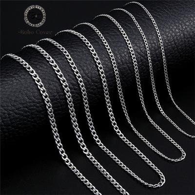 2-7mm Punk Curb Cuban Link Chain Stainless Steel Necklace Silver Color Hiphop Jewelry Gift For Men Women