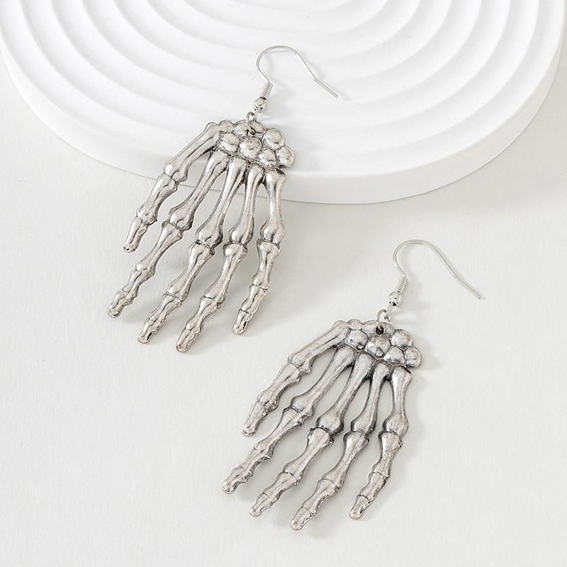 

Старовинні срібні сережки-черепи на руку Різдвяні: Перебільшений Довгий Стиль Художнє Оздоблення для Схуднення для Жінок срібний