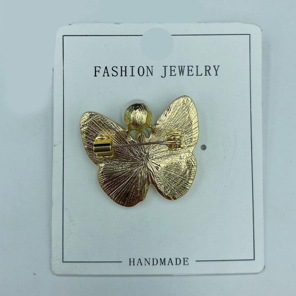 Butterfly Brooch With White Pearls And Crystal Accent Jewelry Accessories For Wedding Attire And Special Occasions