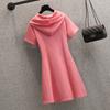 Women's Summer Hooded Dress Short Sleeve A-Line Casual Sports Dress