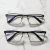 Men Square Metal Large Frame Reading Presbyopia Glasses Business Eyewear Diopters +1.25  To +6.0