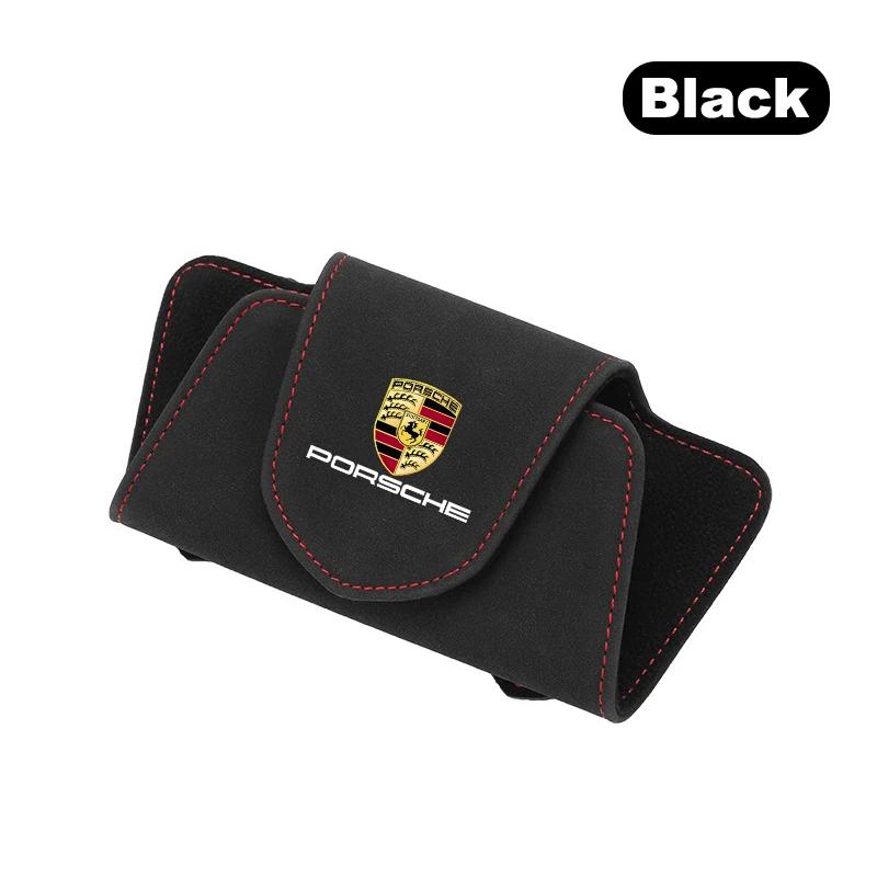 

Car Sun Visor Glasses Case Sunglasses Storage Box Clips For Porsche Cayenne Panamera Macan Boxster 911 Carrera 928 944 чёрный