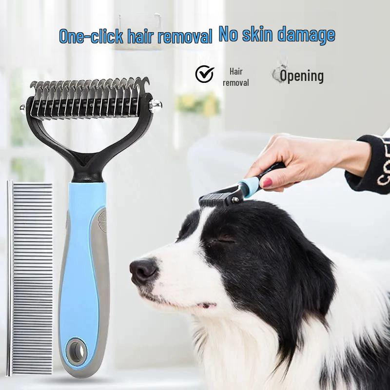 Pet Hair Detangling Comb: Dog & Cat Thinner for Removing Loose Hair