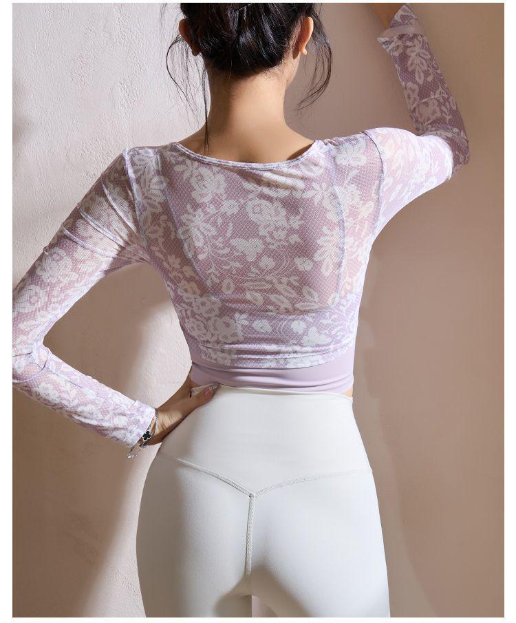 Women's Sexy Long Sleeve T-Shirt with Chest Pad Faux Two-Piece Sportswear - International Style