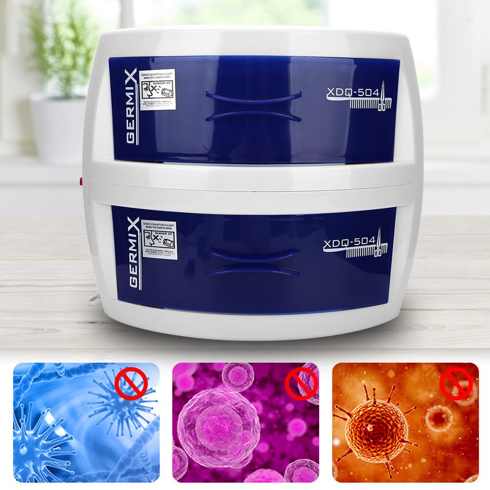 Double Layer UV Cleaning Box Nail Art Tool Ultraviolet Ozone Cleaning Cabinet DeviceUS Plug 110V