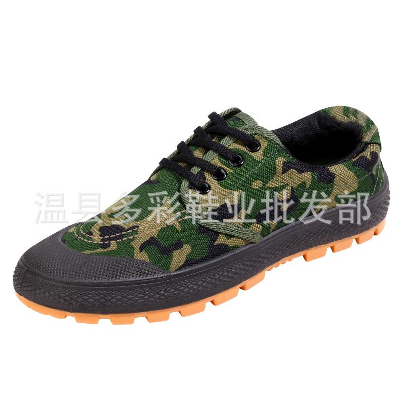 beef tendon sole labor protection shoes, construction site training canvas shoes, outdoor farmland camouflage military training shoes