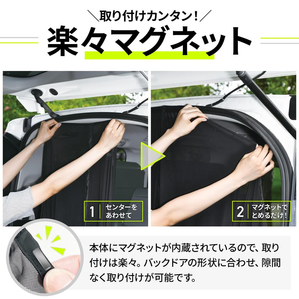 Seiwa Car Insect Repellent Net, Easy Magnet, for Back Doors, Small Size Z107, 1 Net, Mesh, Double-Sided Slide Fastener