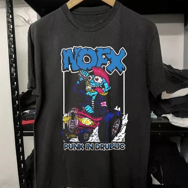HOT! NOFX Punk In Drublic Tour Black Heavy Cotton T-Shirt S