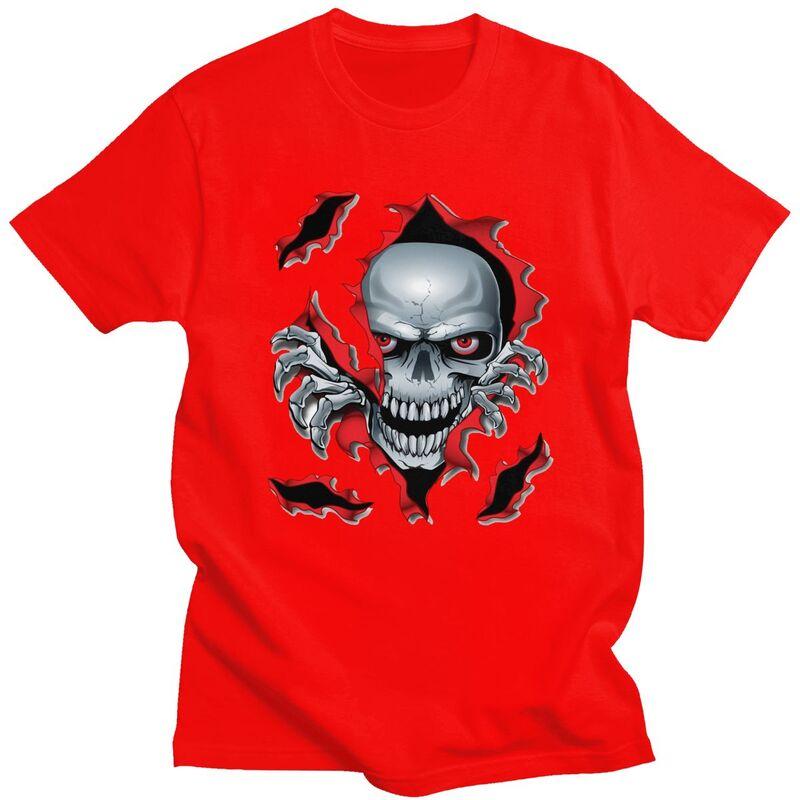 Custom Rip Skull T Shirts Men 100 Cotton Tee Tops Gothic Skeleton Tshirt Fashion Tshirt Clothes