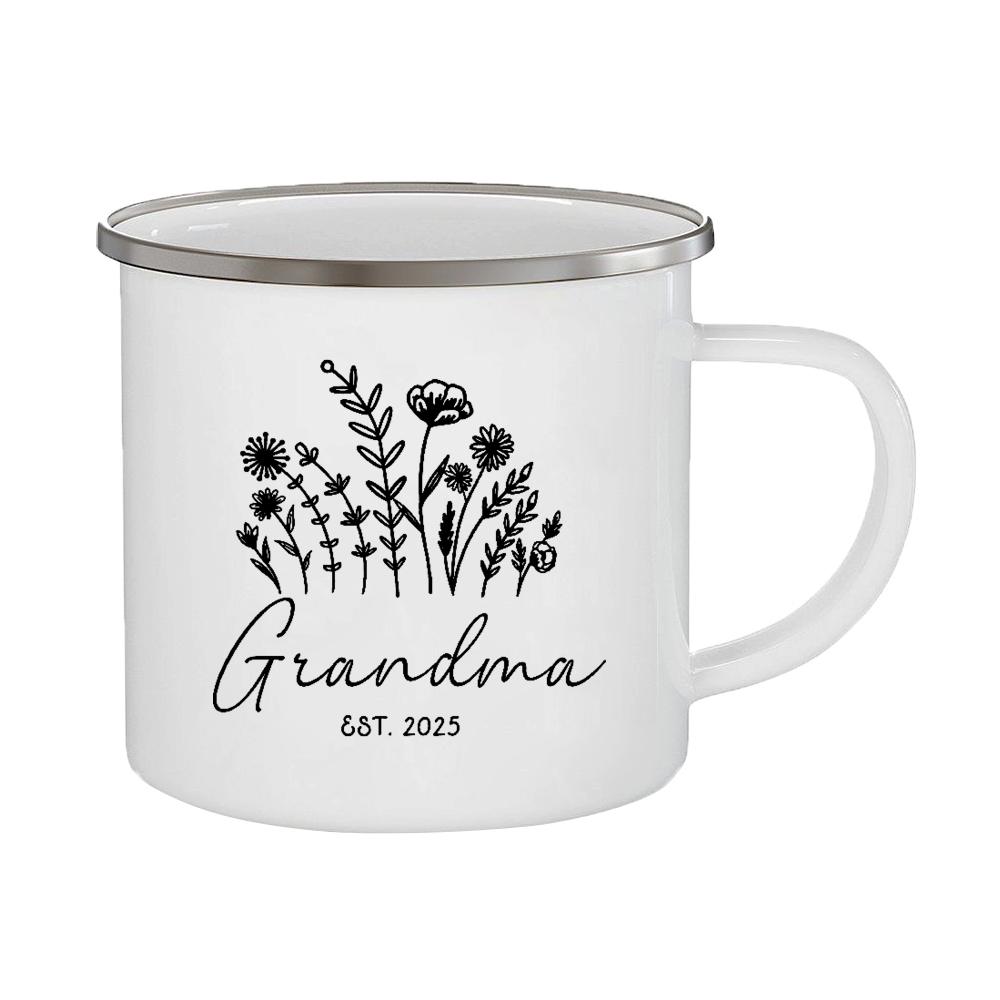 Promoted To Grandparents 2025 Enamel Mug Baby Announcement Gifts for Grandparents New Grandparents Gifts First Time 2025