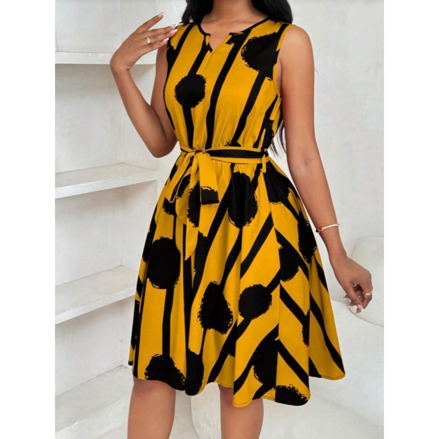 

2025 Новый тренд утягивающего платья с талией, свободное удобное платье, женская мода, элегантное платье, весна-лето, принт XXL оранжевый