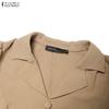 ZANZEA Women Casual Turn Down Collar Short Sleeve Casual Dress