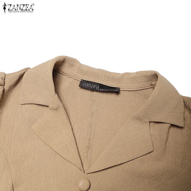 ZANZEA Women Casual Turn Down Collar Short Sleeve Casual Dress