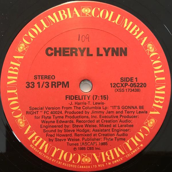 

12inch Record CHERYL LYNN - Fidelity 12CXP05220 Columbia 1985 Canada Soul/Funk Used