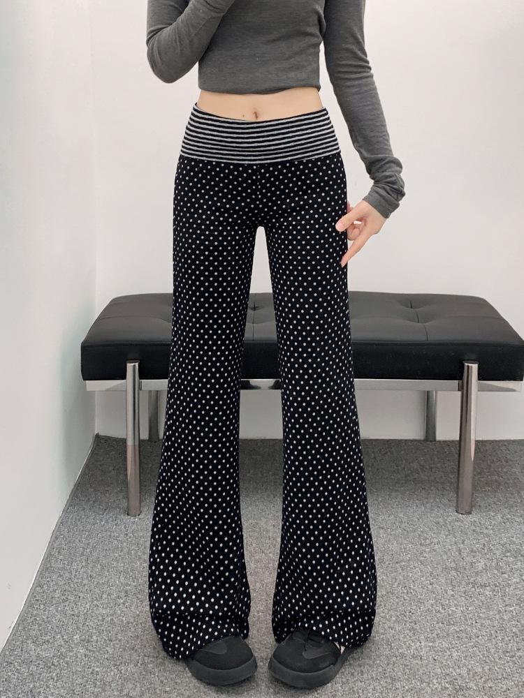 Women's American-Style Polka Dot High-Waisted Flare Yoga Pants - Slimming Spring/Summer Sportswear