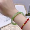 10mm Year of the Snake Wealth Jade Bracelet: Ice Green Floating Flower Design, Women's Ancient Style Xinjiang Imitation Tianshan Green.
