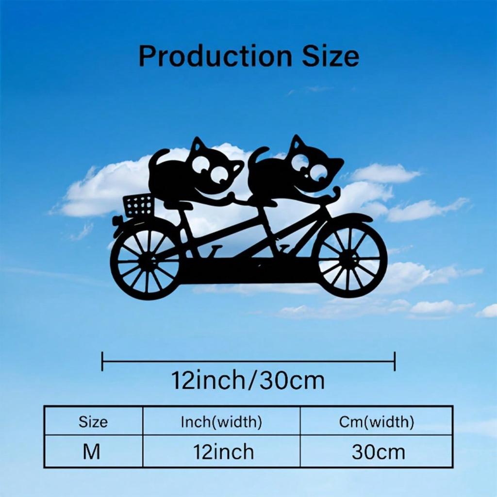 Vintage Cycling Cats Iron Wall Art Black Silhouette Indoor Outdoor Decor