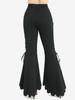 Rosegal Plus Size Lace Up Side Scalloped Hem Solid High Low Asymmetric Flare Pants