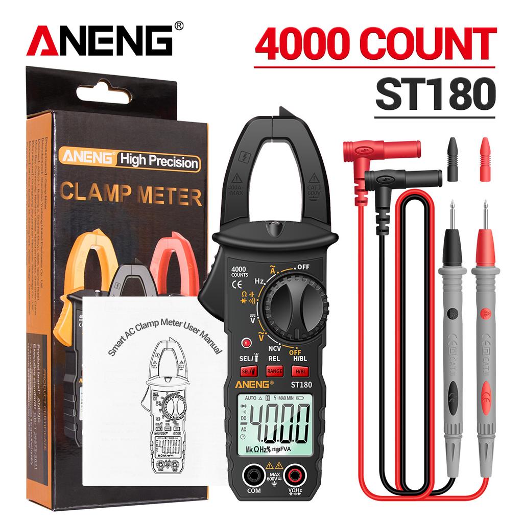 Portable Clamp Meter ANENG ST180 Digital  Multimeter AC Current Meter 4000 Counts  Ammeter Voltage Tester Amp Hz Capacitance NCV Ohm Tool LCD Display