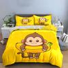 Cartoon Monkey Decor Set Bedding Set with 1 Duvet Cover 2 Pillowcases Single Double King Queen Gift