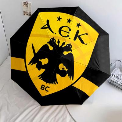 AEK Football Club Pattern, Automatic Folding Umbrella, Portable and Foldable Design, 8 Ribs, a Christmas or Birthday Gift.