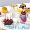 100pcs 12cm Length Bamboo Food Picks Versatile Disposable Pearl Fruit Picks Snack Fork Skewer Dessert Sticks Fruit Salad
