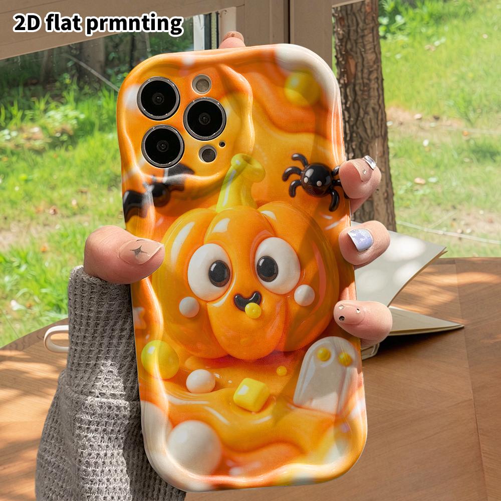 Phone case: 2D flat design, fits iPhone 18 17 16 15 14 13 Pro, pumpkin design, perfect Christmas and Halloween holiday gift