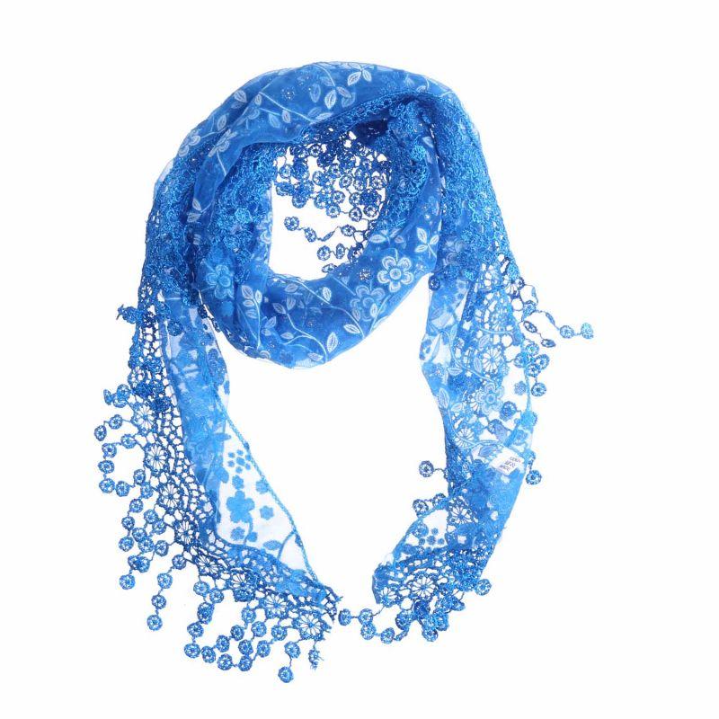 Sweet Pretty Elegant Hollow Tassel Lace Rose Floral Knit Triangle Mantilla Scarf Women Ladies Shawl Wrap Scarves