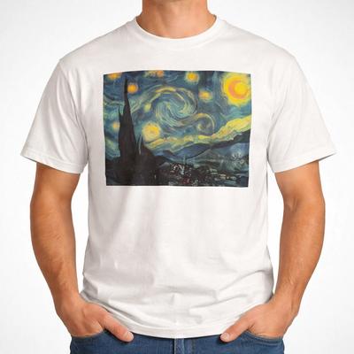 Vintage 80s Abstract Art Graphic Tee White Retro Painting Style USA S-3XL