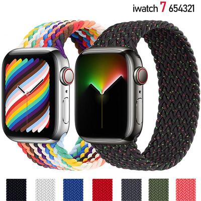 Örgülü Solo Döngü Apple Watch Band Se 76543 40mm 44mm Akıllı Serisi üzerinde Elastik Bilezik Kayışı 38mm 42mm 41mm 45mm Aksesuarları