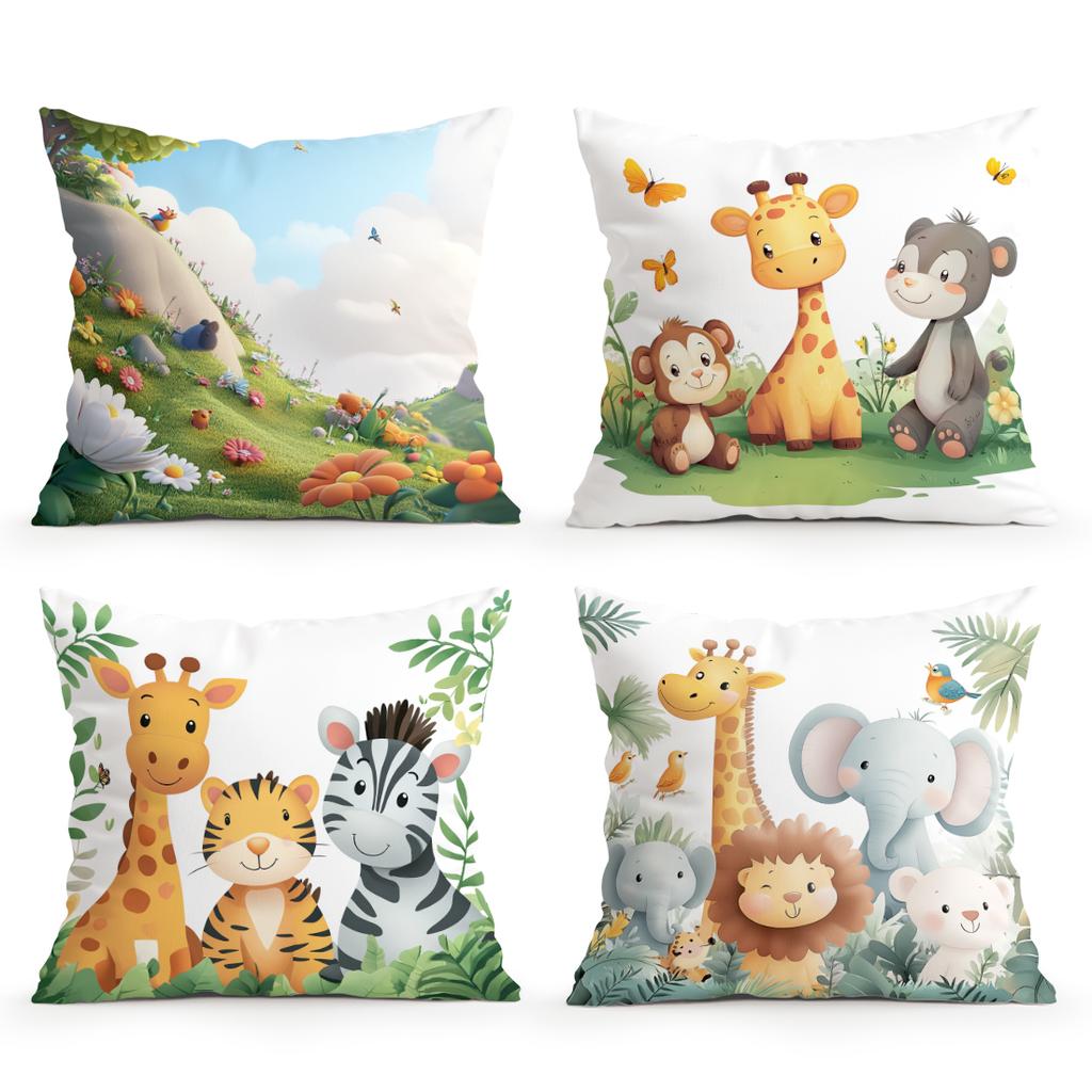 45x45cm Niedliche Dschungeltiere Kissenbezug 100% Polyester Wohnzimmer Schlafzimmer Sofa Büro Kissenhülle Kissenbezug Heimdekoration