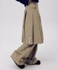 SOME PLACE 888 Pleated Midi Skirt Layered Snap Roll-Up Wide Two-Piece Set [Beige]