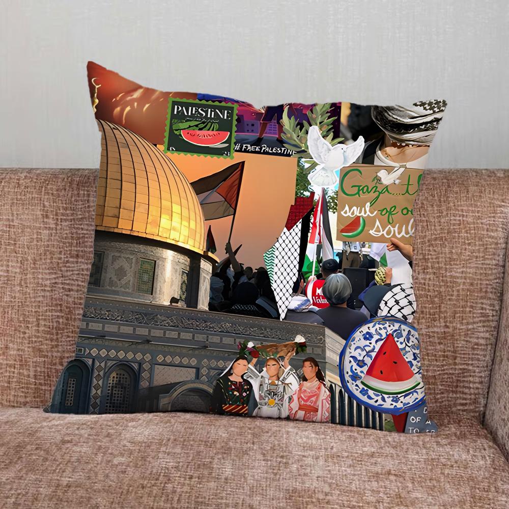 ART-P-Palestine-es-F-Flag MAP Pillow Case For Home Bedroom Car Office Decoration Living Room Sofa Cushion Cover Suitable