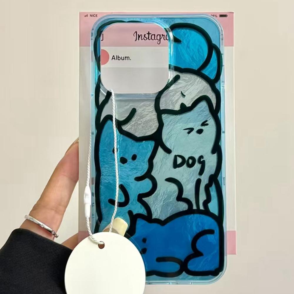 Cute Cartoon Blue Line Puppy Vortex Pattern Phone Case For Xiaomi Redmi Note 15 14 13 12 11 10 Pro 15C 14C 13C A3 A5 Gilrs Cover