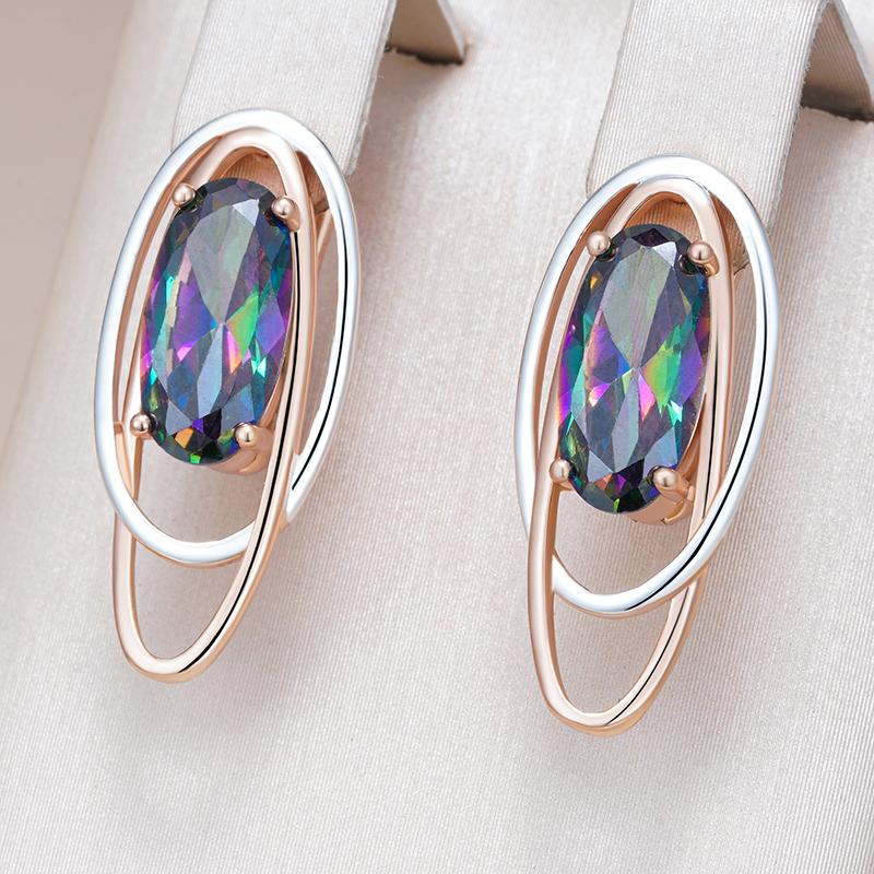 Trendy Oval Colorful Natural Zircon Drop Earrings For Women Rose Gold Color Mix Elegant Pendant Daily Jewelry