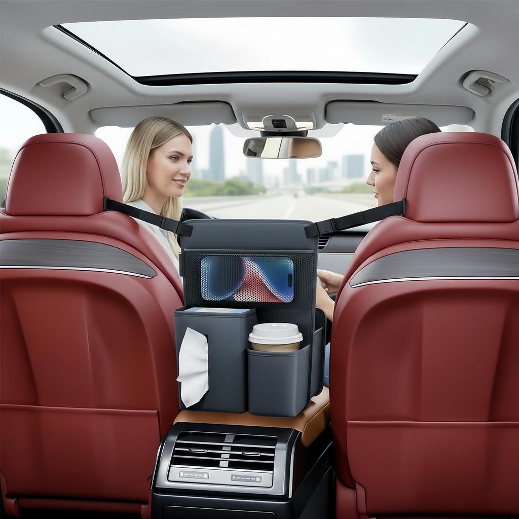 Car Seat Organizer Multifunctional Leather Console Storage Holder Organizer Storage Between Front Seats for Phones Cards Water