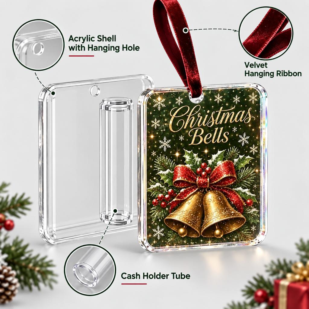 Snowman Christmas Cash Holder Hanging Ornament-Bell