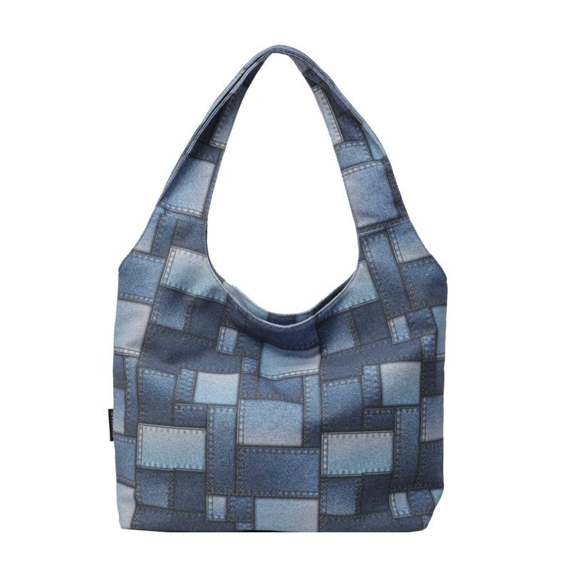 Block Color Tote Bag Women's Large Capacity Student Class Bag Simple Crossbody Portable Underarm Bag