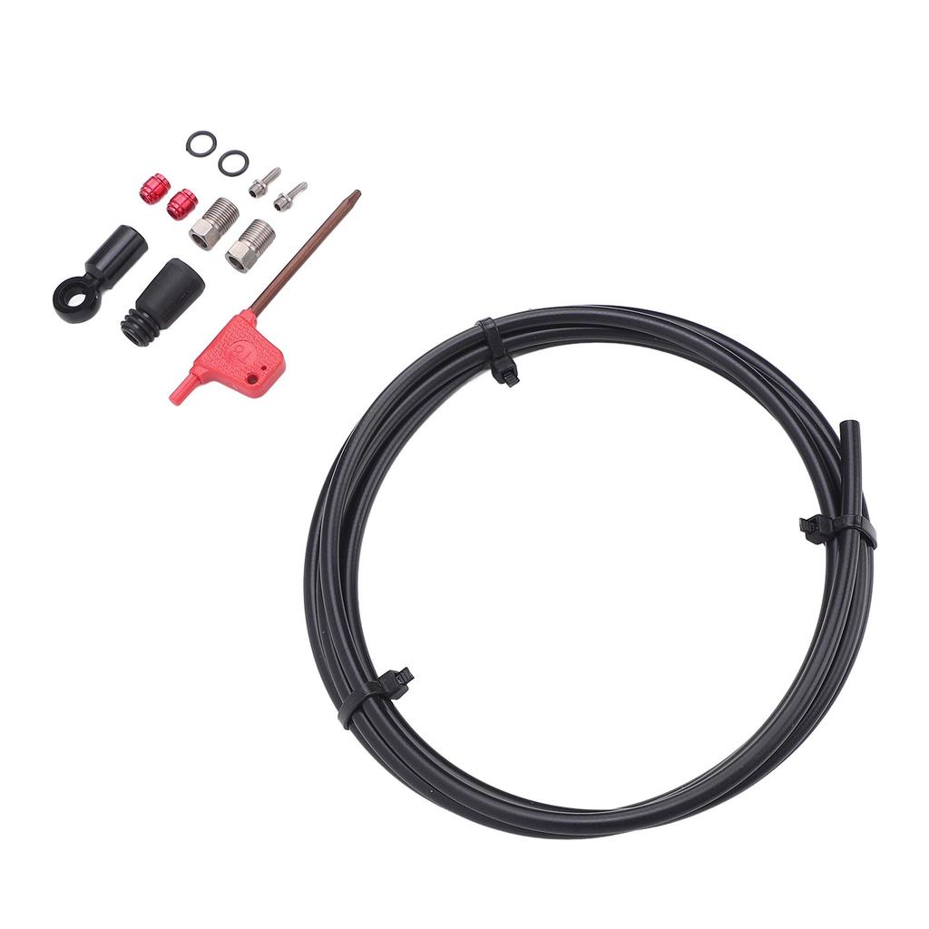 Hydraulic Disc Brake Hose Kit 6.6FT Rubber Metal Hydraulic Disc Brake Hose Fitting Kit for HRD Red