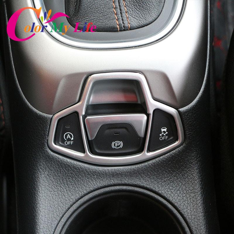 Color My Life Auto-Innenraum-Mittelkonsolen-Handbremsknopf-Abdeckungs-Ordnungsaufkleber für Jeep Compass 2017- Renegade 2015